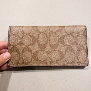 LIKE NEW Coach Signature Brown & Purple Checkbook Holder